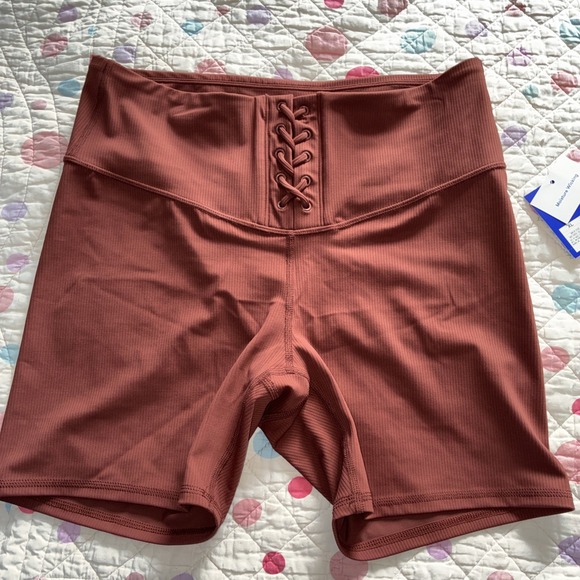 Joy Lab Pants - Joy Lab Ribbed Mock Lace Up Shorts Hot Coco Athletic Women's Size XL NWT